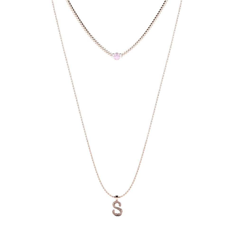 Rotgold 585 Rosa Saphir Damen halskette Alaida S