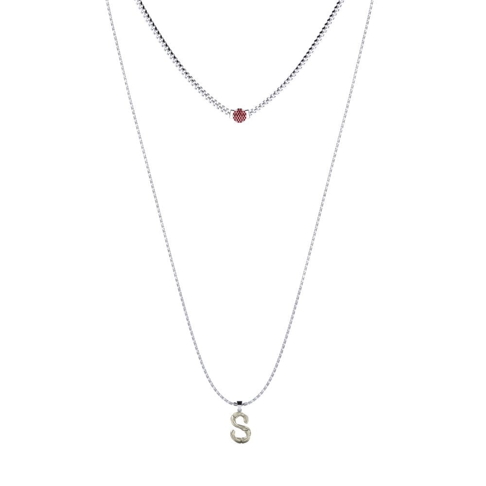 Weiß-Silber Roter Zirkonia Damen halskette Alaida S