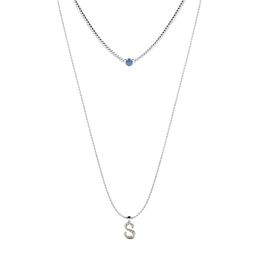 Weißgold 750 Dunkelblauer Zirkonia Damen halskette Alaida S