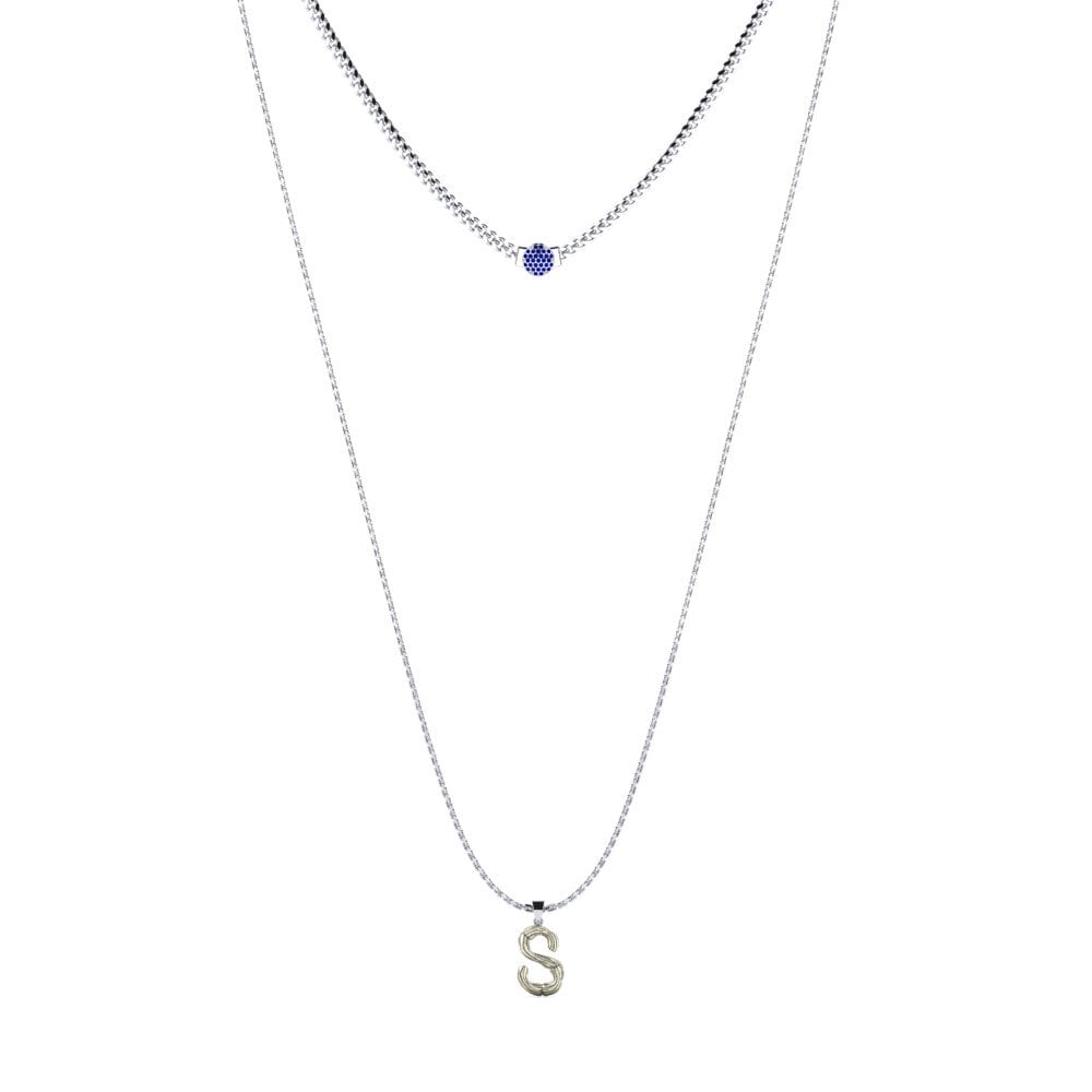950 Platin Saphir Damen halskette Alaida S