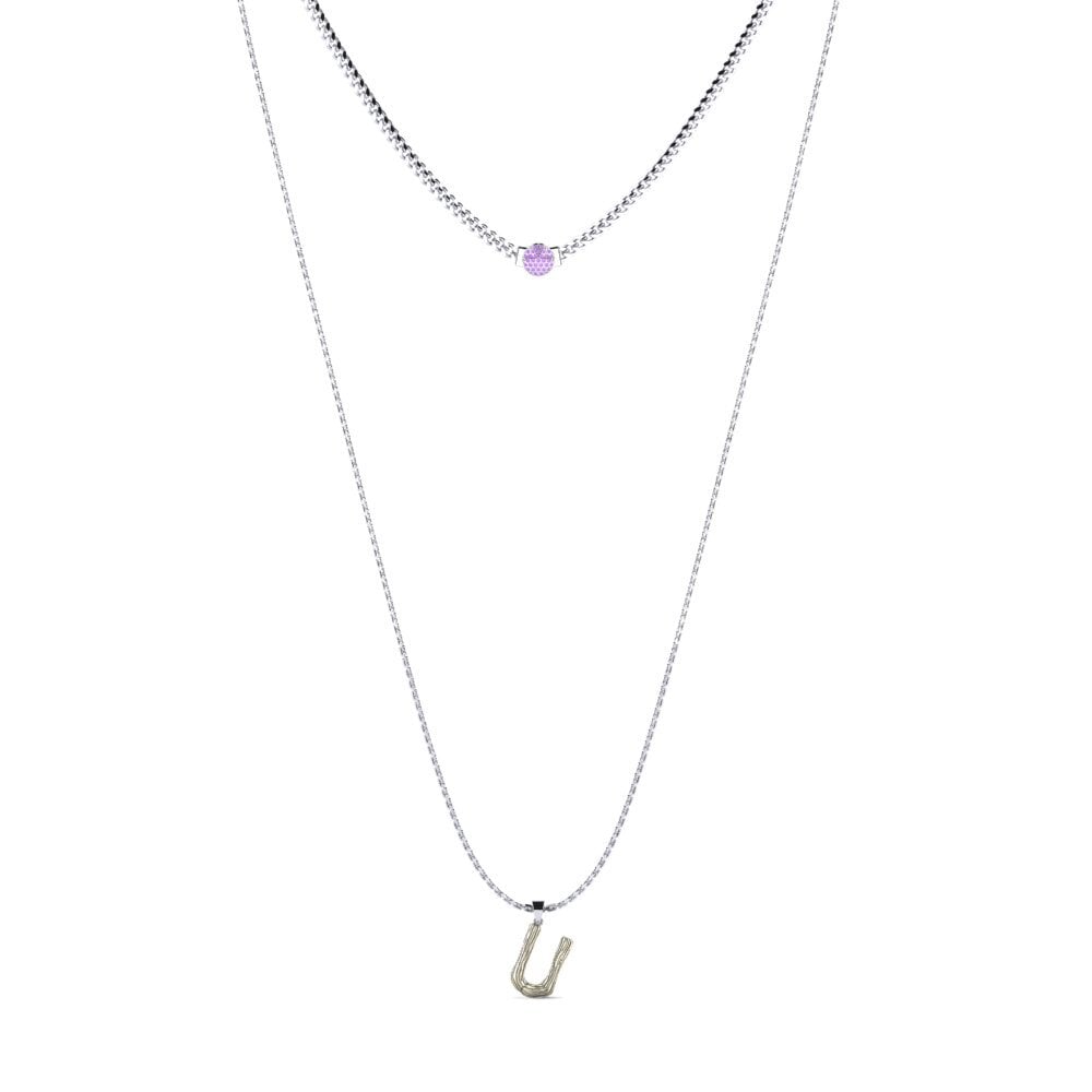 Rund Amethyst Damen halskette Alaida U
