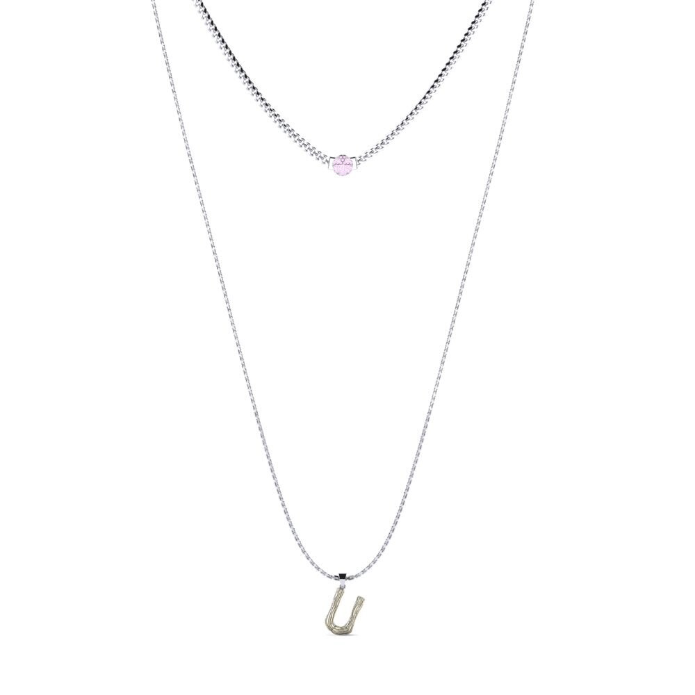 Rund Rosa Saphir Damen halskette Alaida U