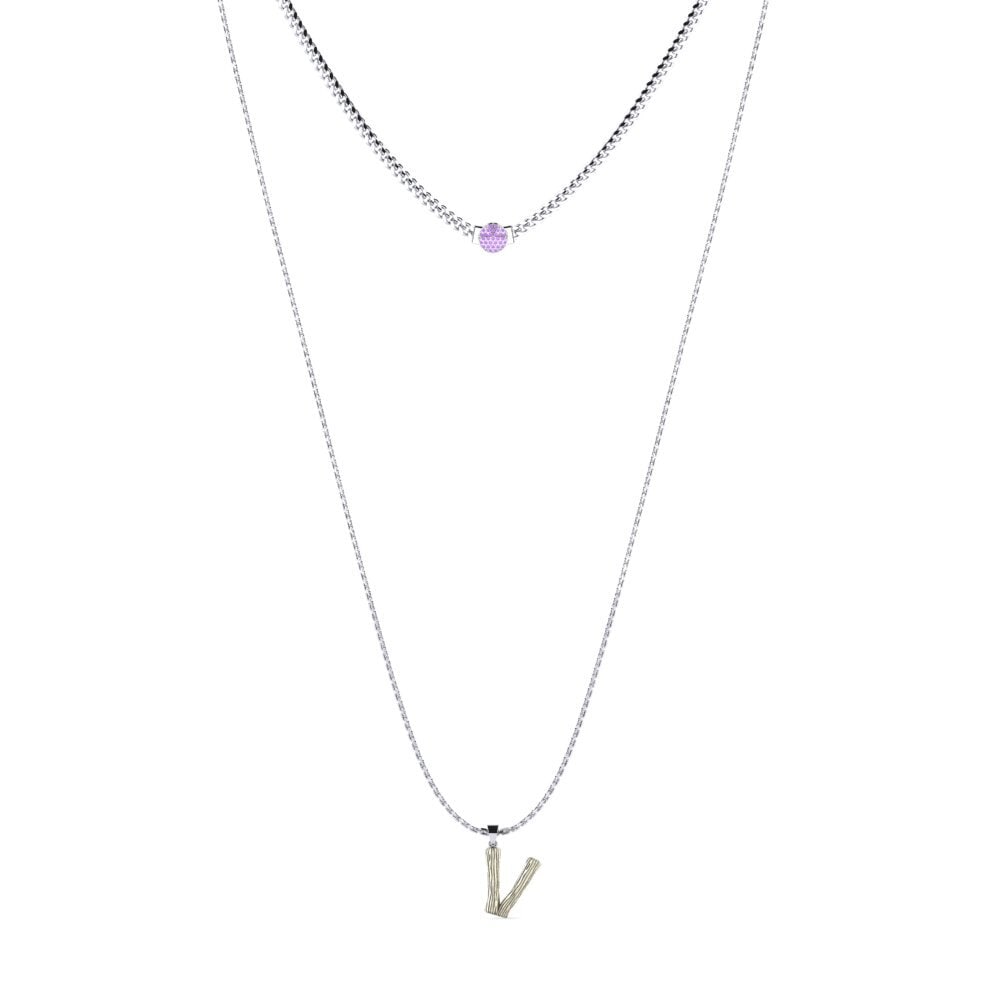Rund Amethyst Damen halskette Alaida V