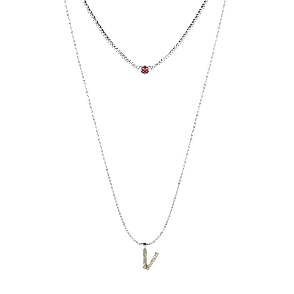 Rund Roter Zirkonia Damen halskette Alaida V