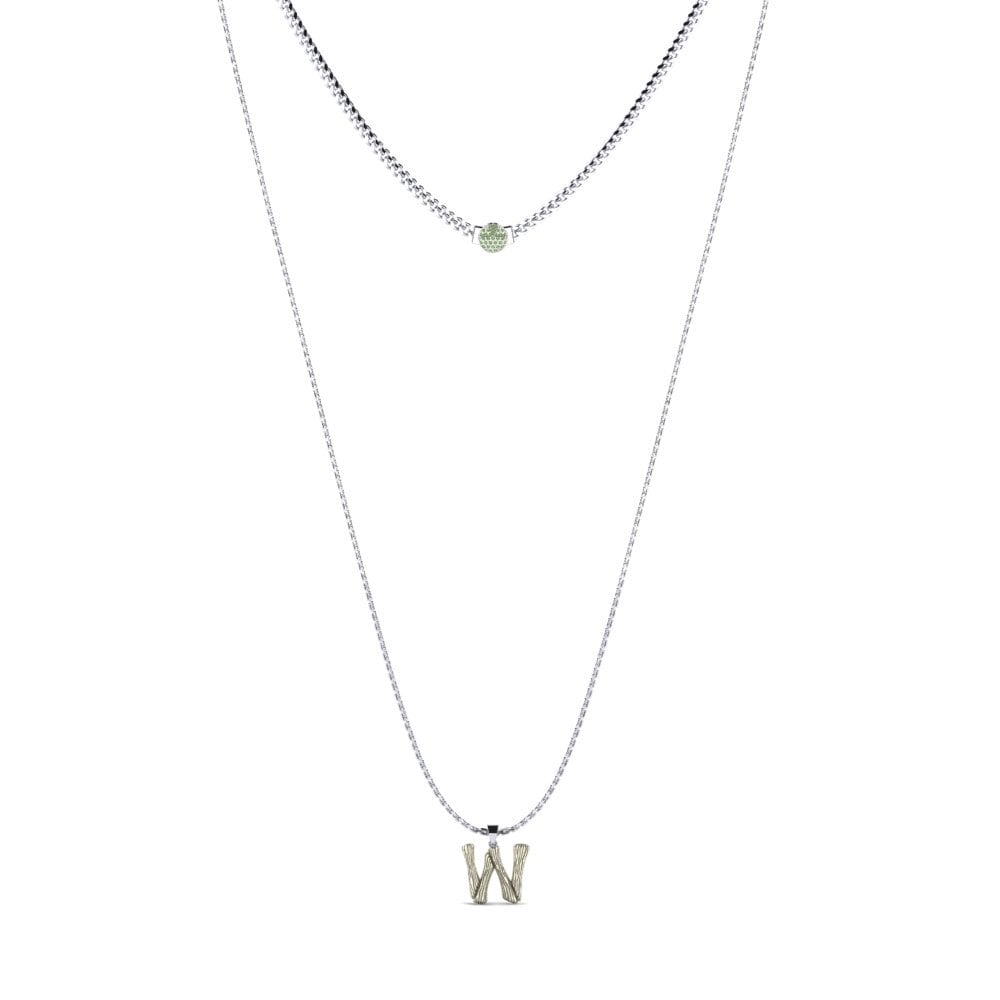 Rund Grüner Diamant Damen halskette Alaida W
