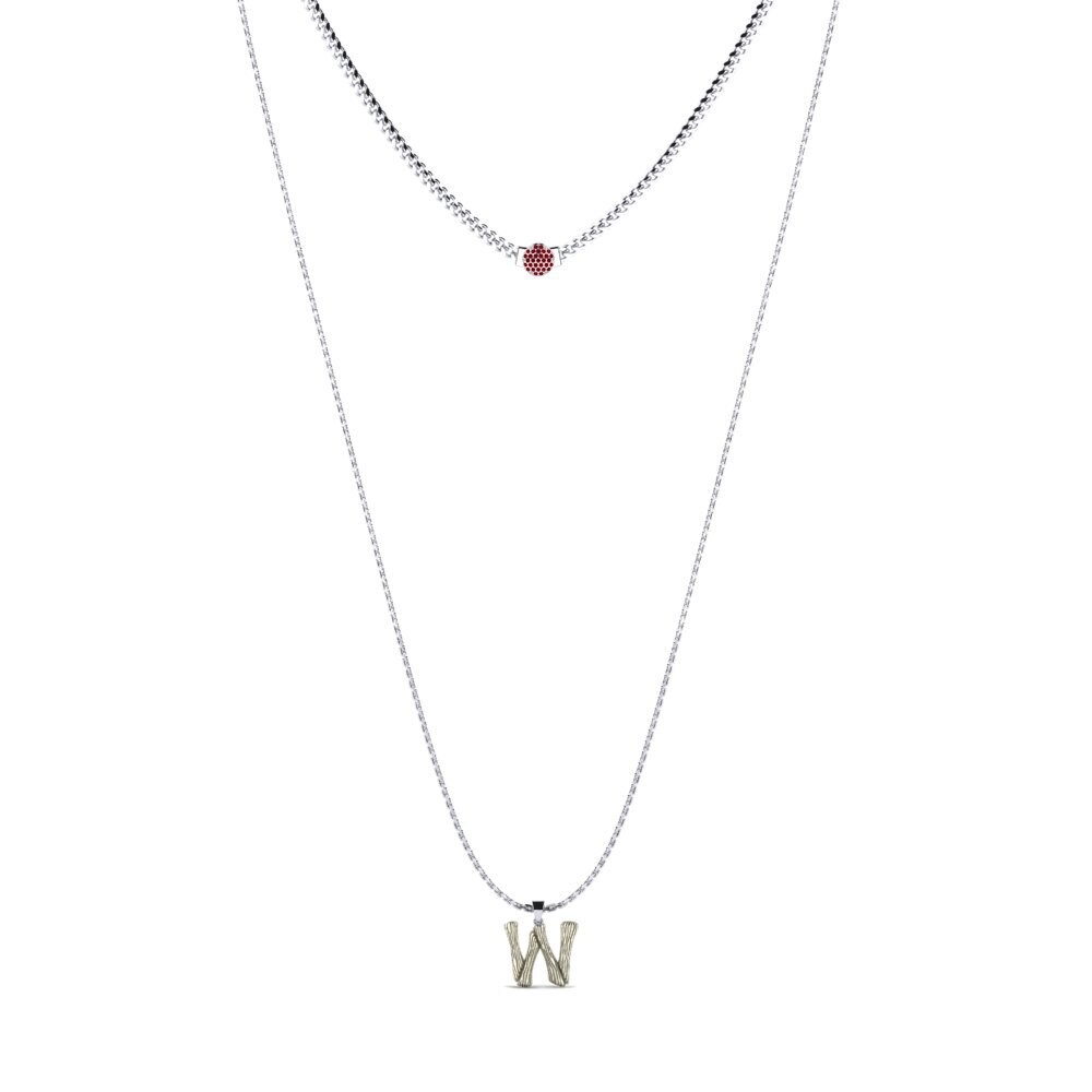 Rund Roter Zirkonia Damen halskette Alaida W