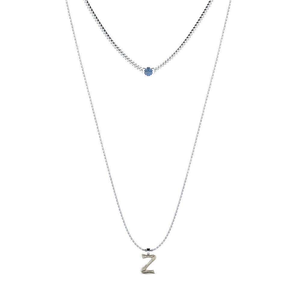 Rund Dunkelblauer Zirkonia Damen halskette Alaida Z