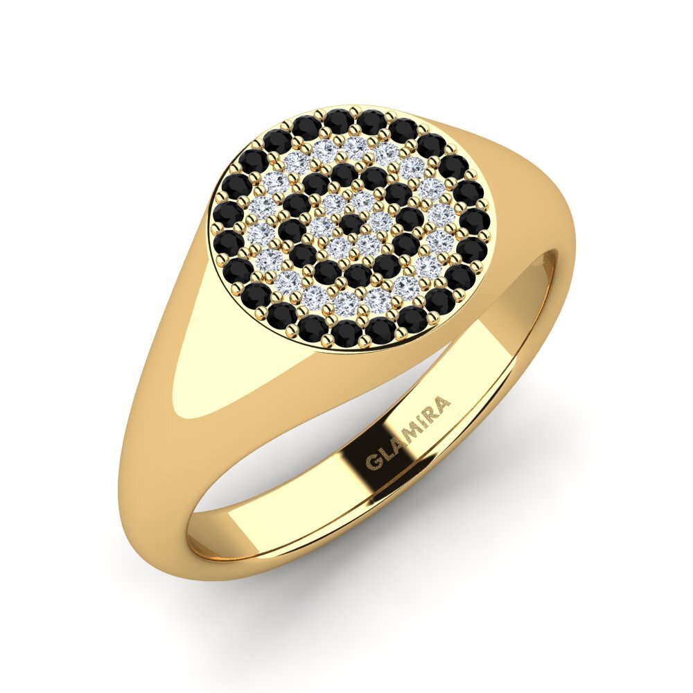 Oro Giallo 375 Zaffiro Nero Anello da uomo Alain