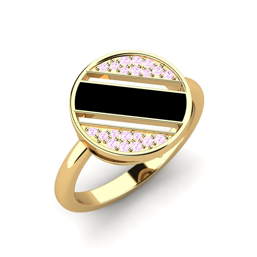 Or Jaune 14k Saphir Rose Bague Alaise