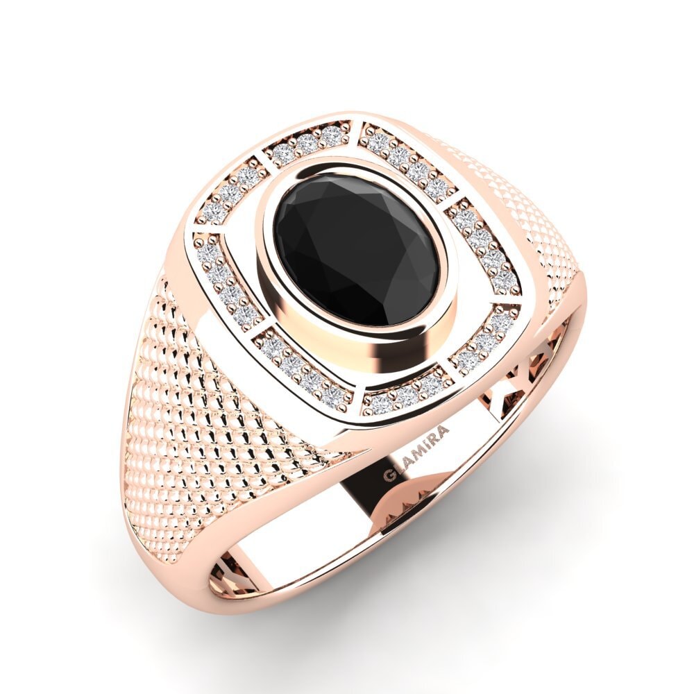 Oro Rosso 750 Zaffiro Nero Anello da uomo Alake
