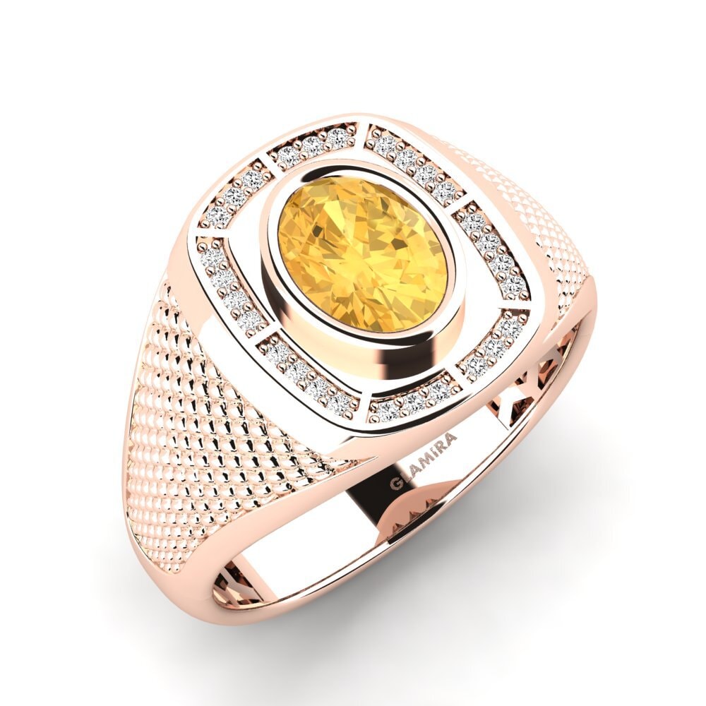 Oro Rosso 585 Citrino Anello da uomo Alake