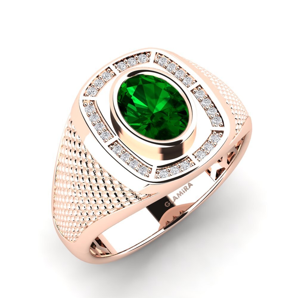 Oro Rosso 375 Zircone Verde Anello da uomo Alake
