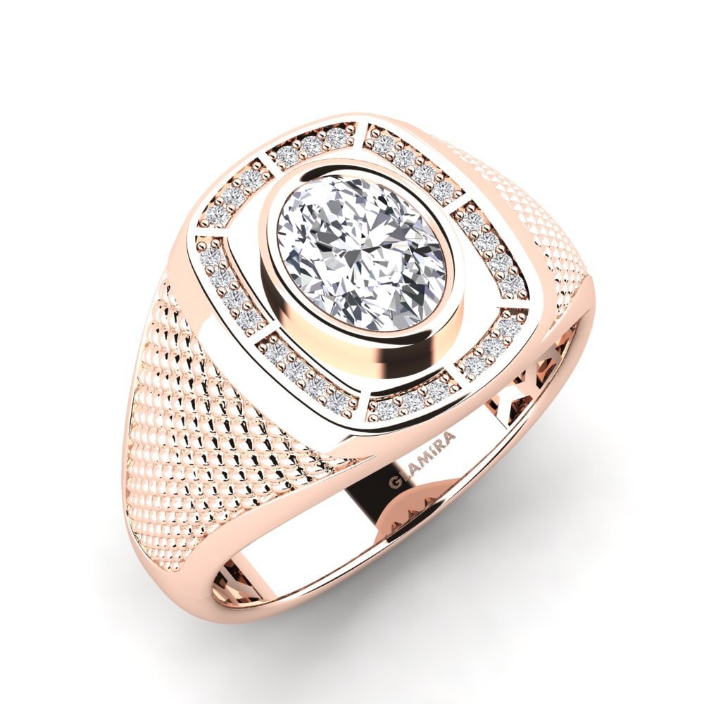 Oro Rosso 375 Diamante cresciuto in laboratorio Anello da uomo Alake