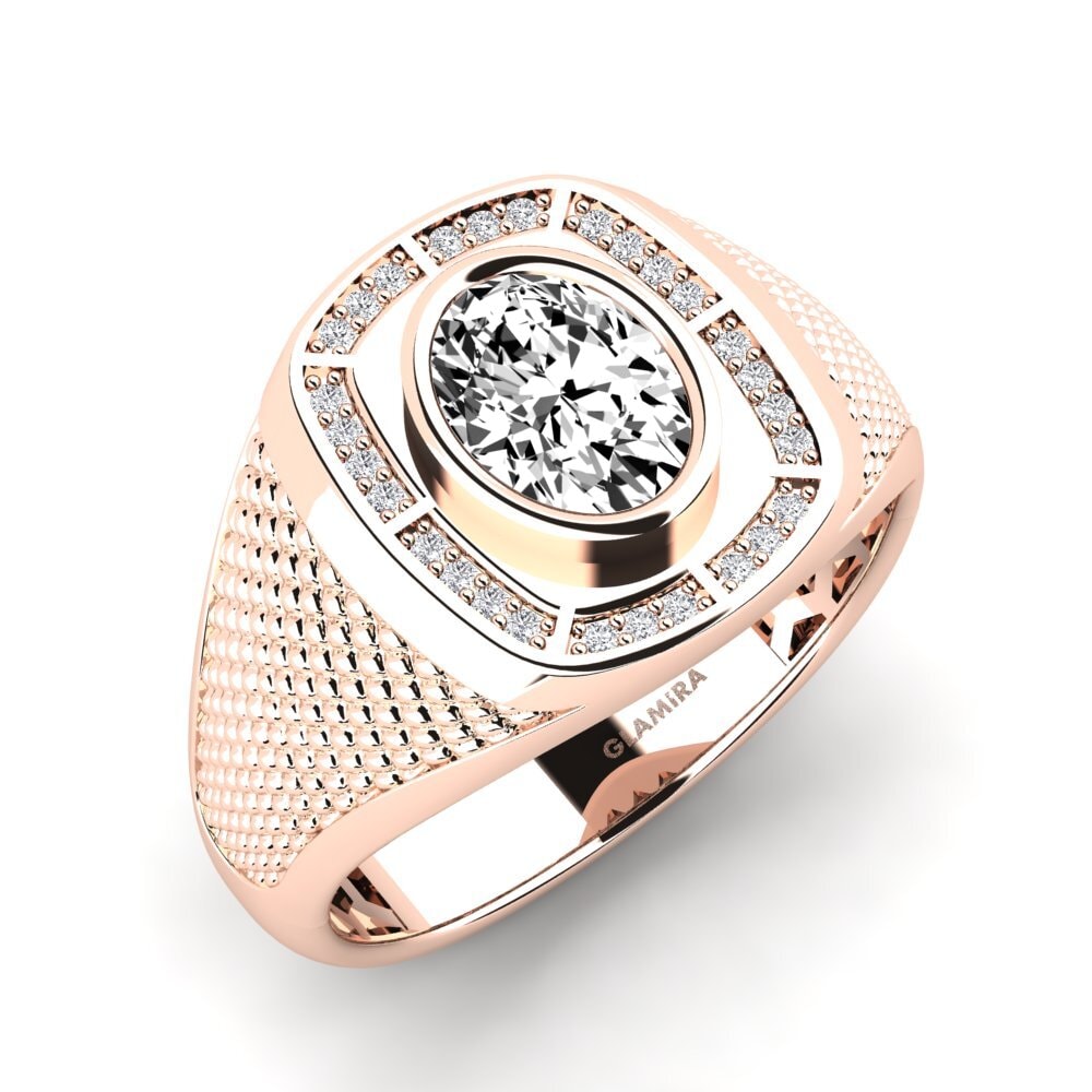 Oro Rosso 585 Moissanite Anello da uomo Alake