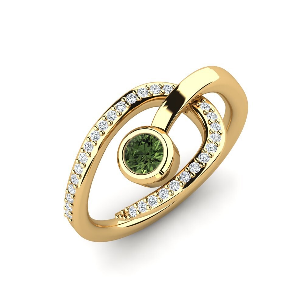 18k Oro Amarillo Zafiro Verde Anillo Alandris