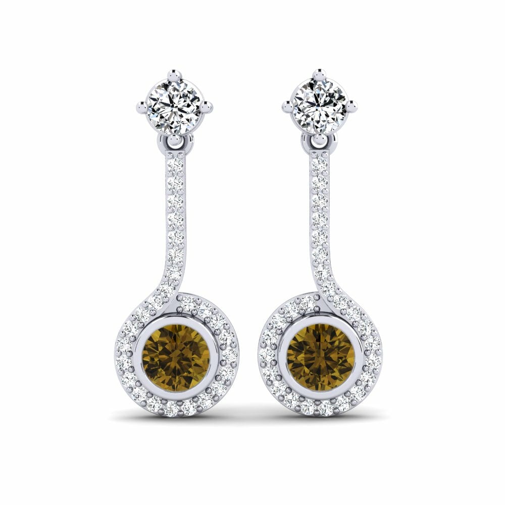 Drops & Dangle Brown Zircon Diamond Earrings