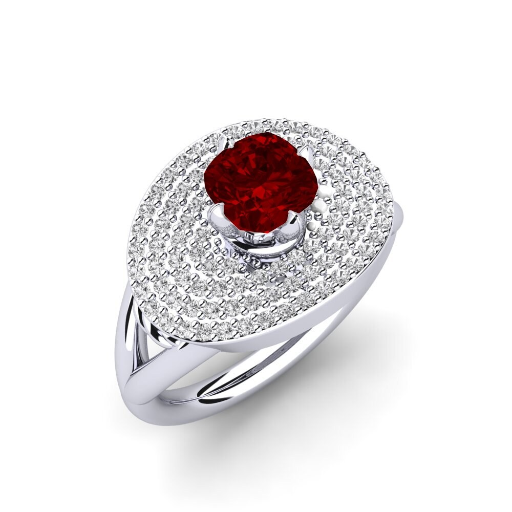 9k White Gold Ruby (Lab Created) Engagement Ring Alard