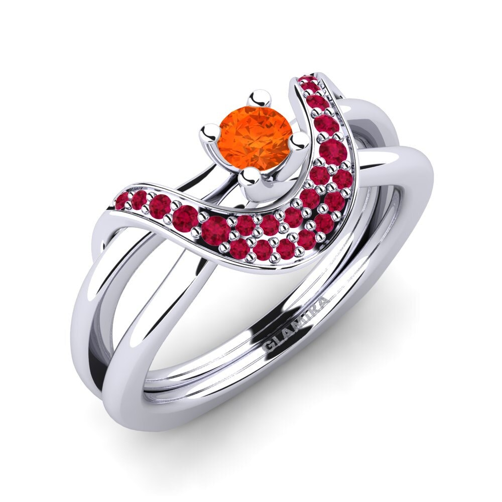 Ópalo Fuego Anillo de compromiso Alasha 0.16 crt