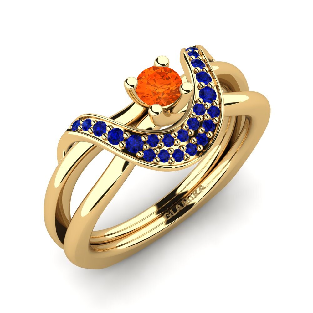 9ct Yellow Gold Fire Opal Engagement Ring Alasha 0.16 crt