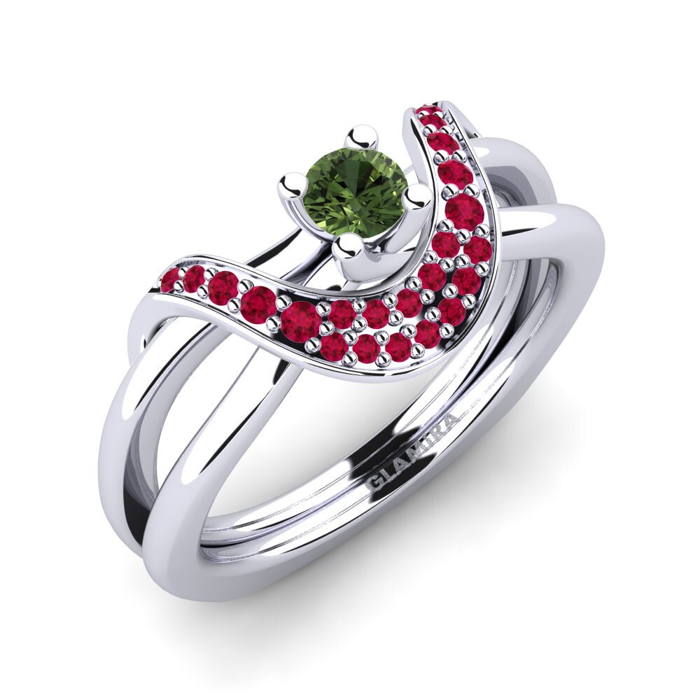 Green Sapphire Engagement Ring Alasha 0.16 crt