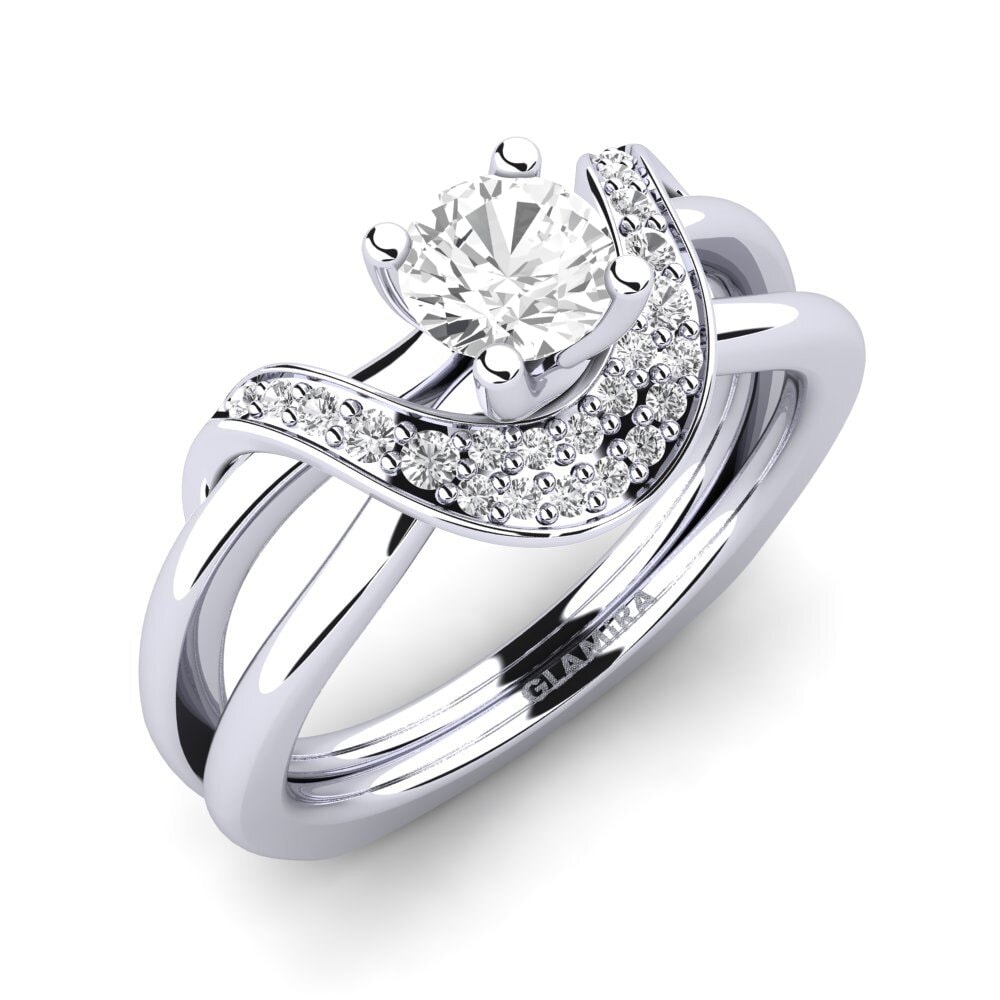 Saphir Blanc Bague de fiançailles Alasha