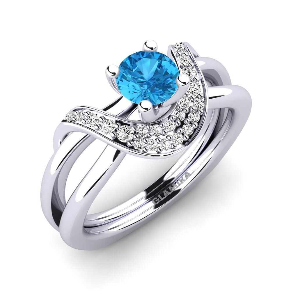 Topaze Bleue Bague de fiançailles Alasha
