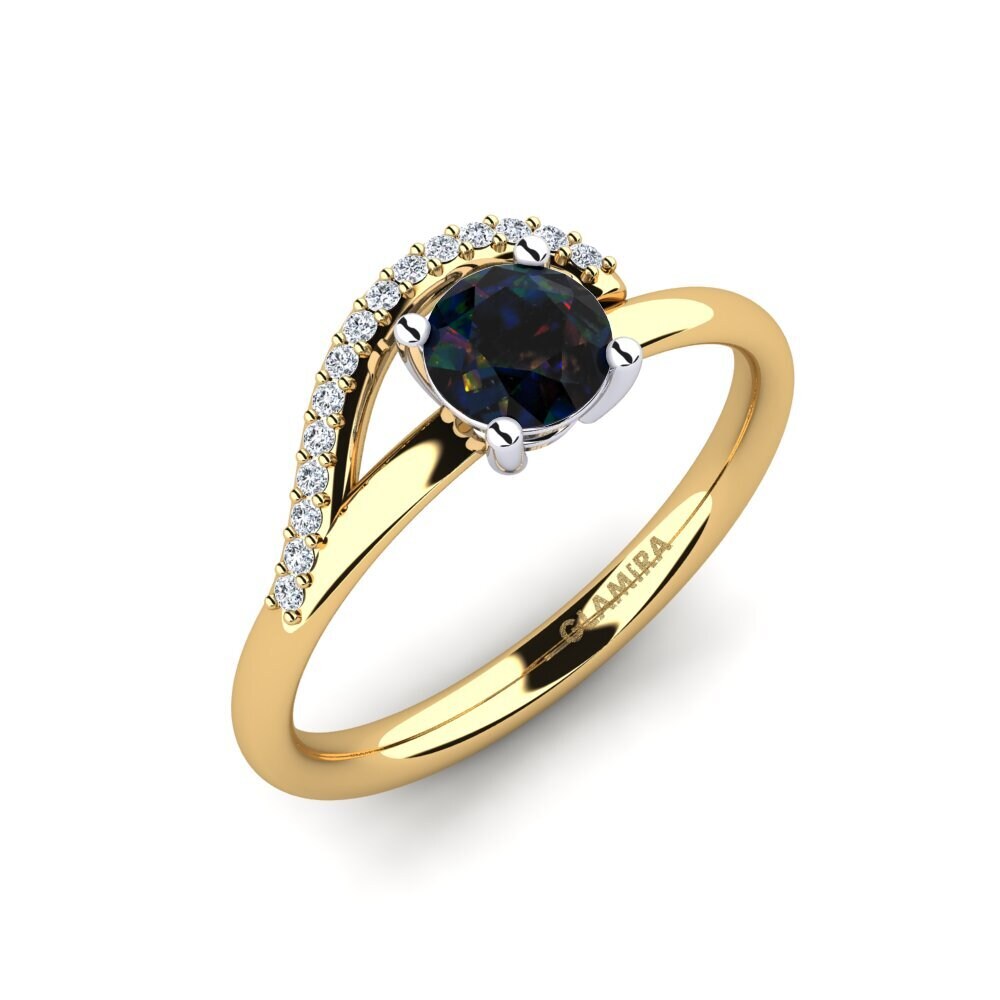 Black Opal Engagement Ring Alazre
