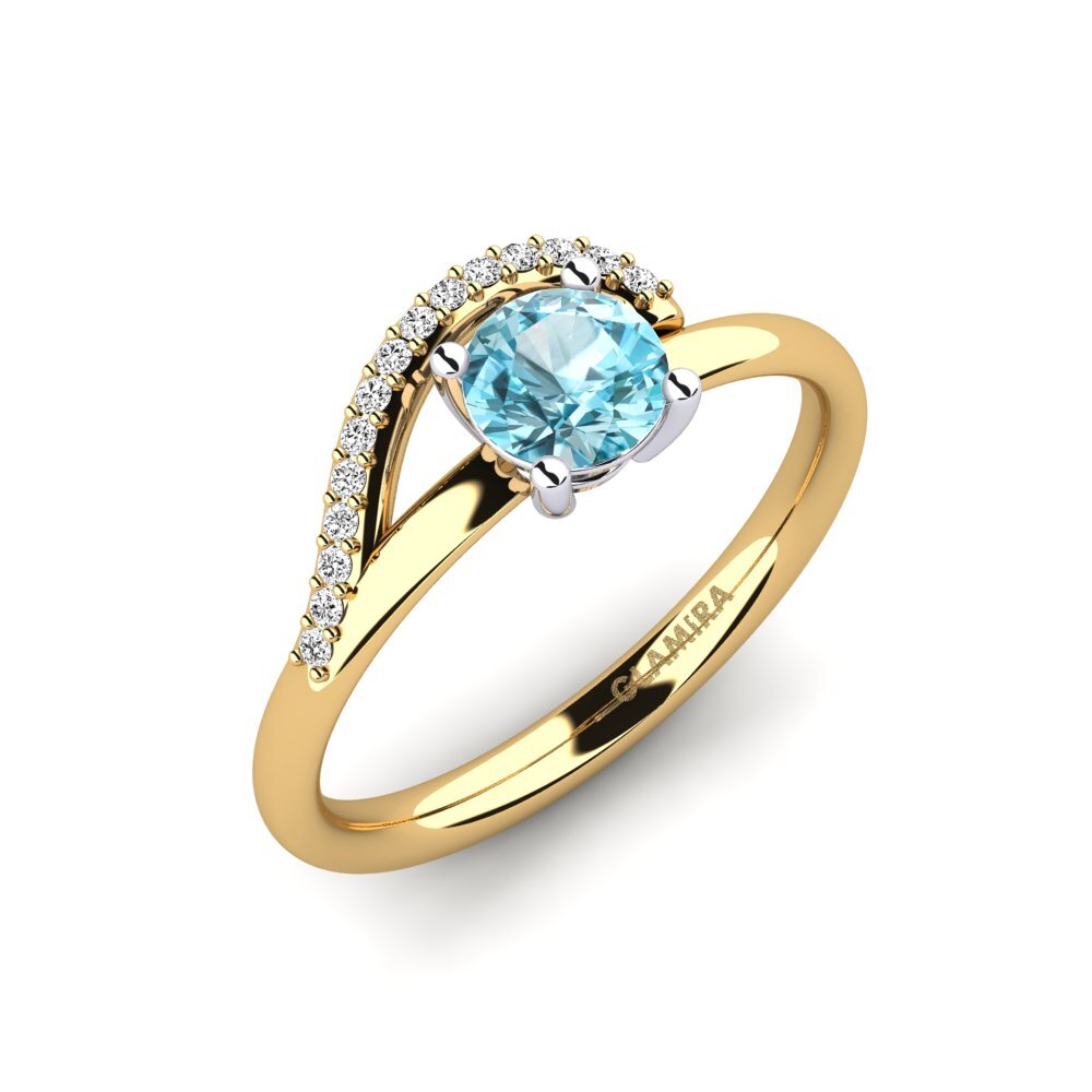 Blue Zircon Engagement Ring Alazre