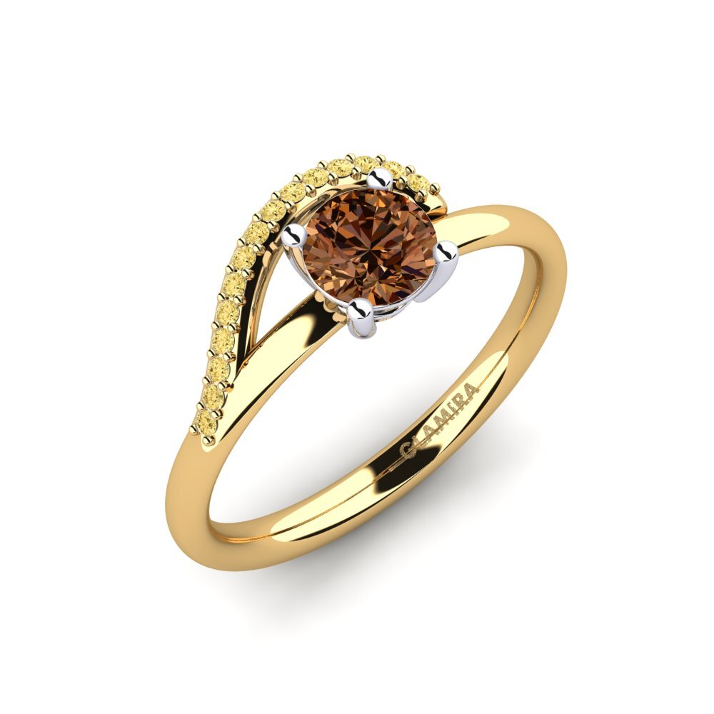 14k Oro Amarillo/Blanco Anillo de compromiso Alazre