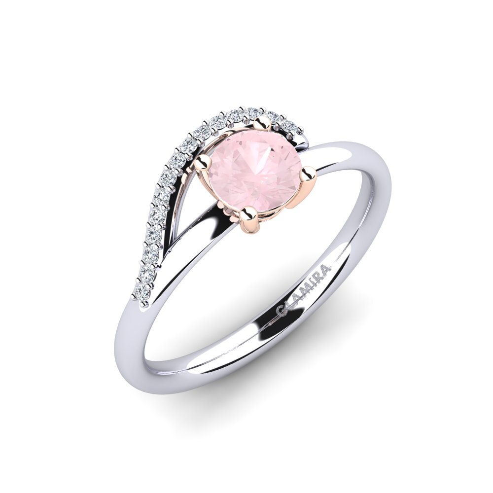 14ct White & Rose Gold Rose Quartz Engagement Ring Alazre