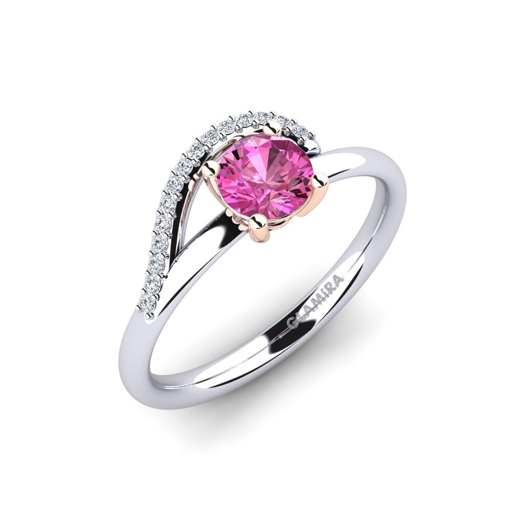 14ct White & Rose Gold Pink Topaz Engagement Ring Alazre