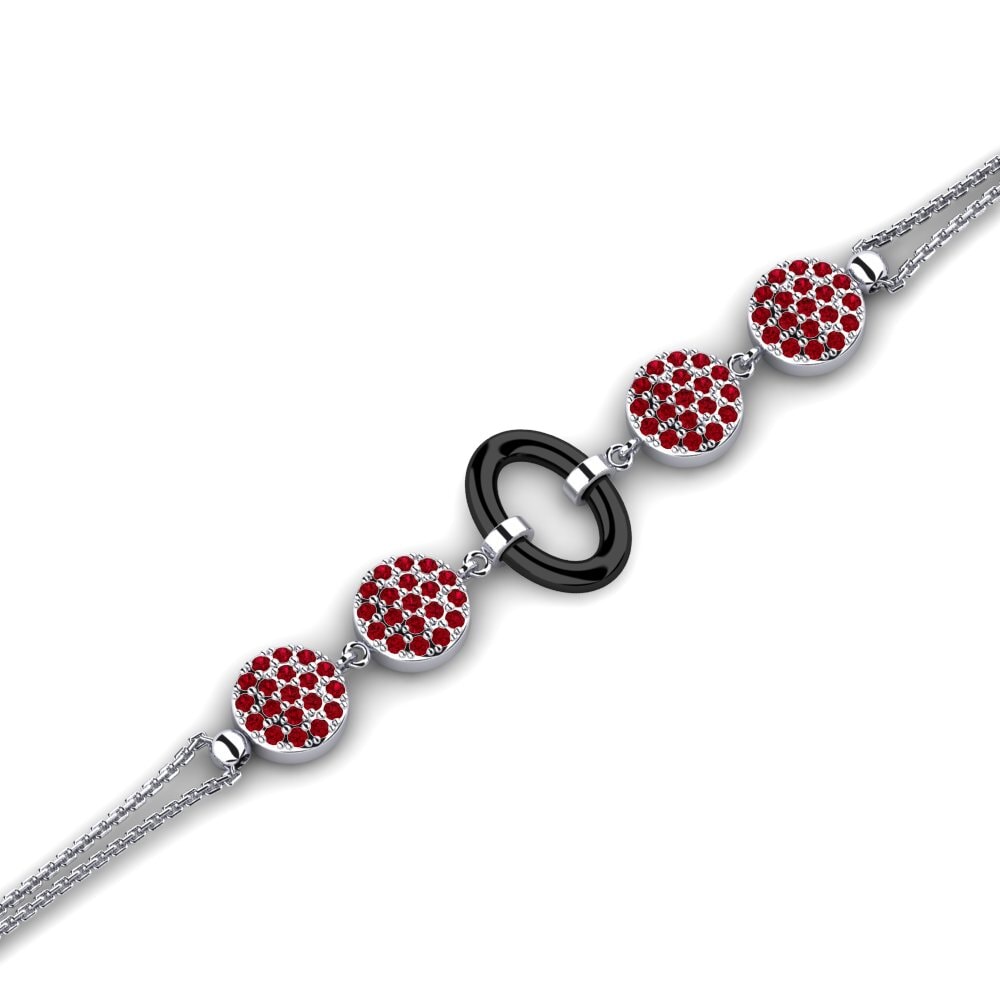 950 Palladium Red Zirconia Women's Bracelet Albana
