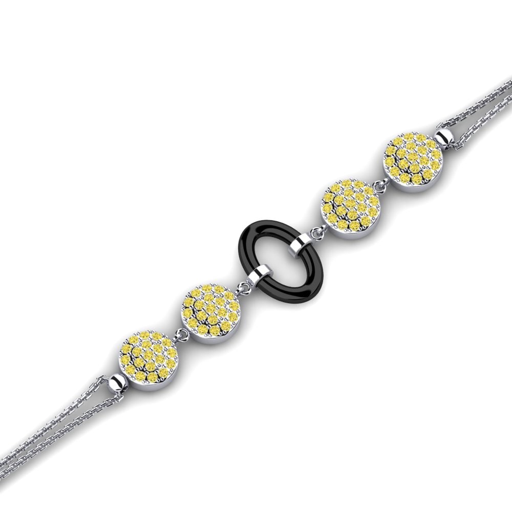 9k Oro blanco Zafiro amarillo Pulsera de Mujer Albana