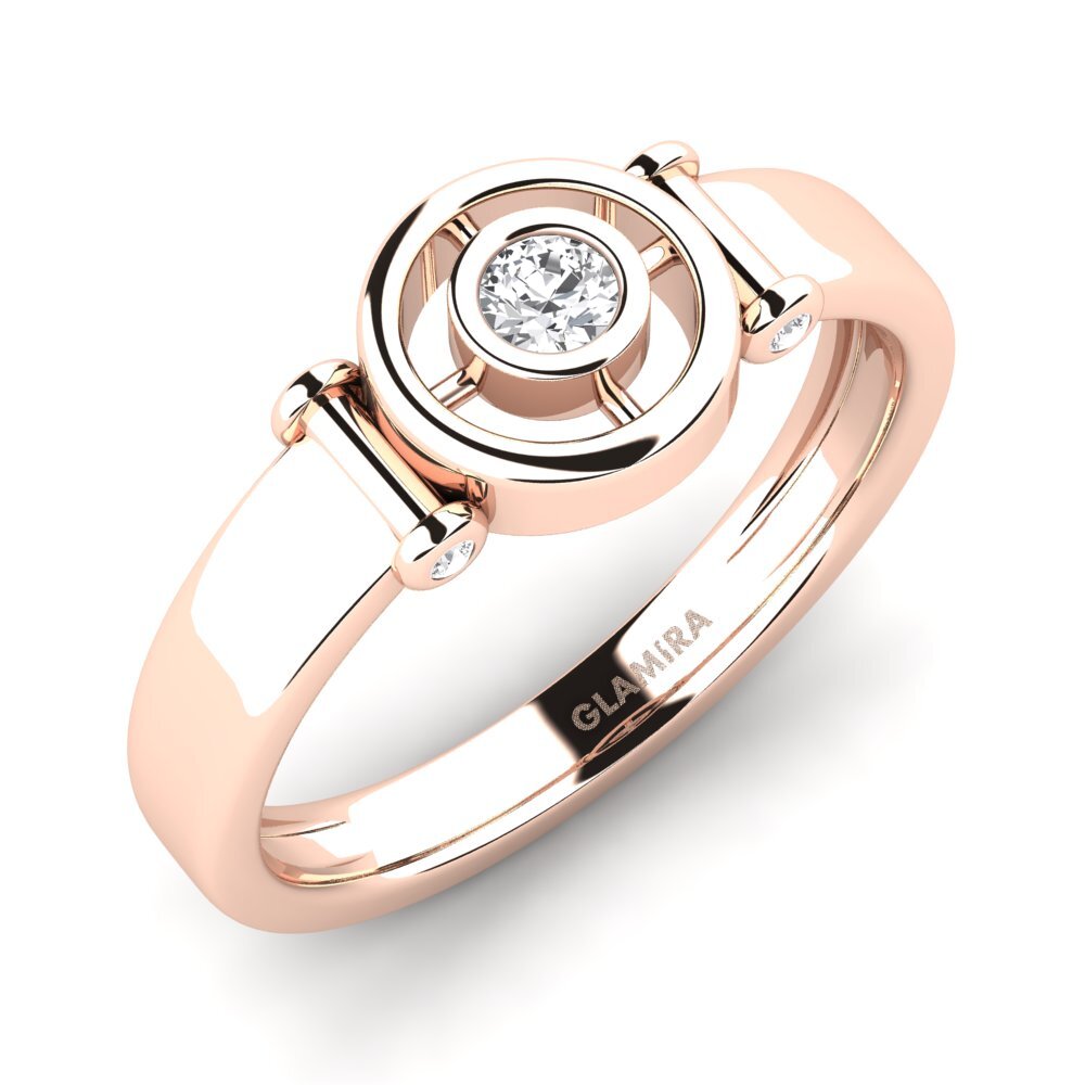 9ct Rose Gold White sapphire Men's Ring Albeiro