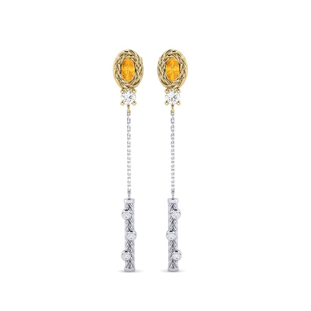 9ct White & Yellow Gold Citrine Women's Earring Alberco