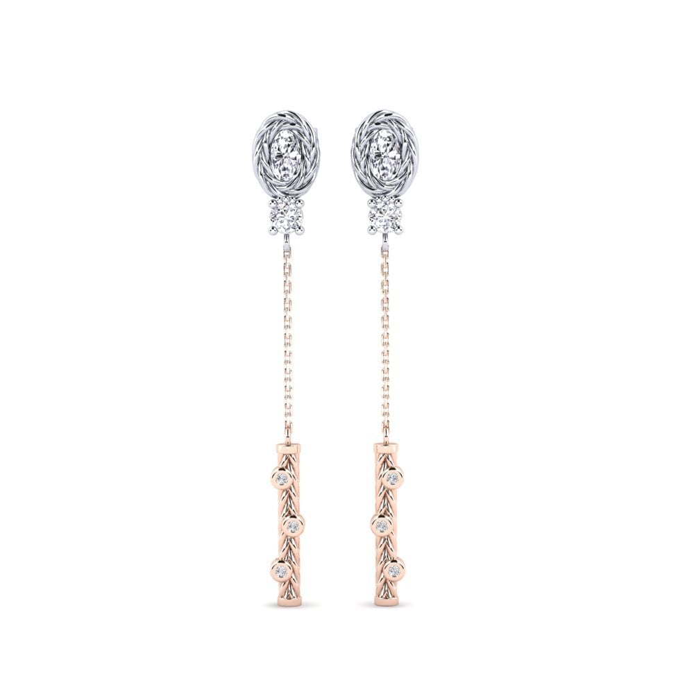 9ct Rose & White Gold Diamond Women's Earring Alberco