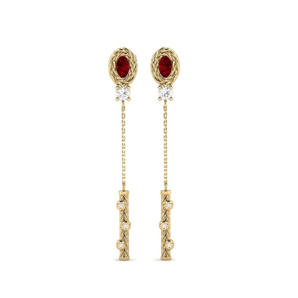 Ovale Rubis Boucle d'oreille femme Alberco