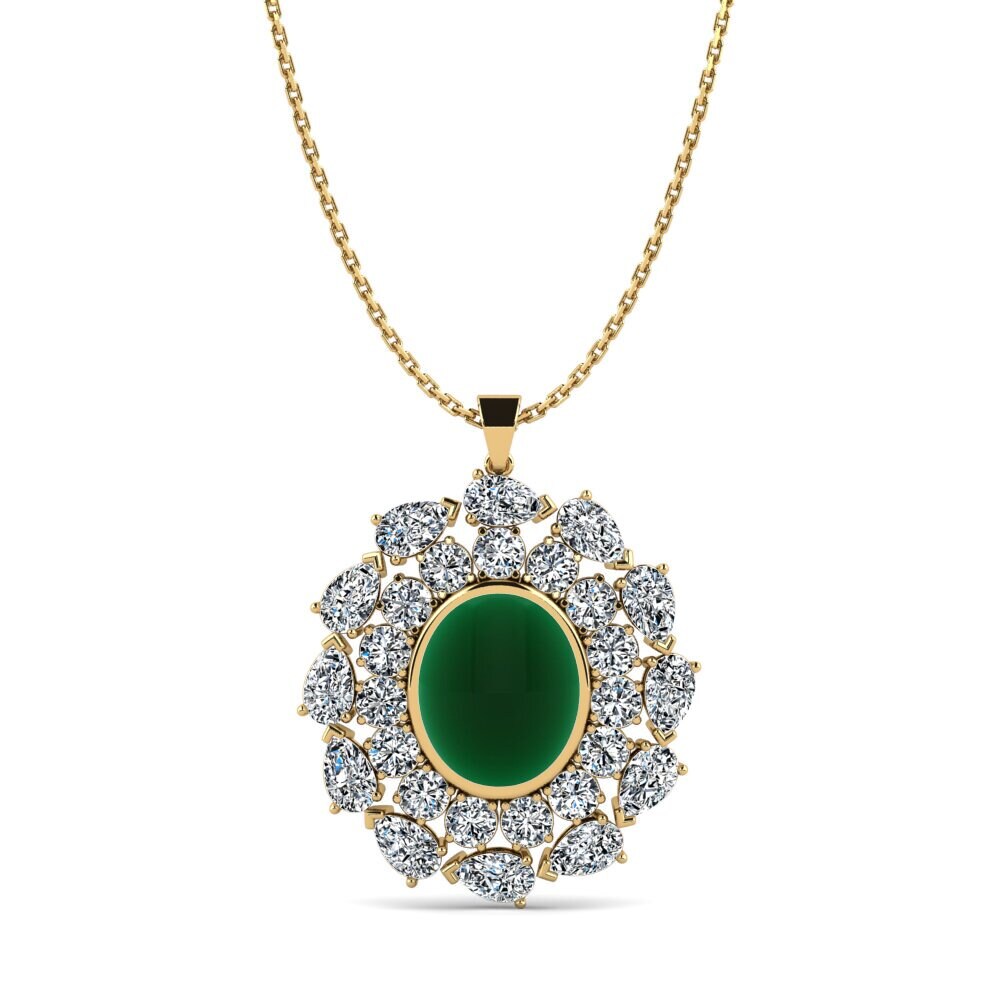 9k Oro Amarillo Esmeralda Cabujón Colgante de Mujer Alboin