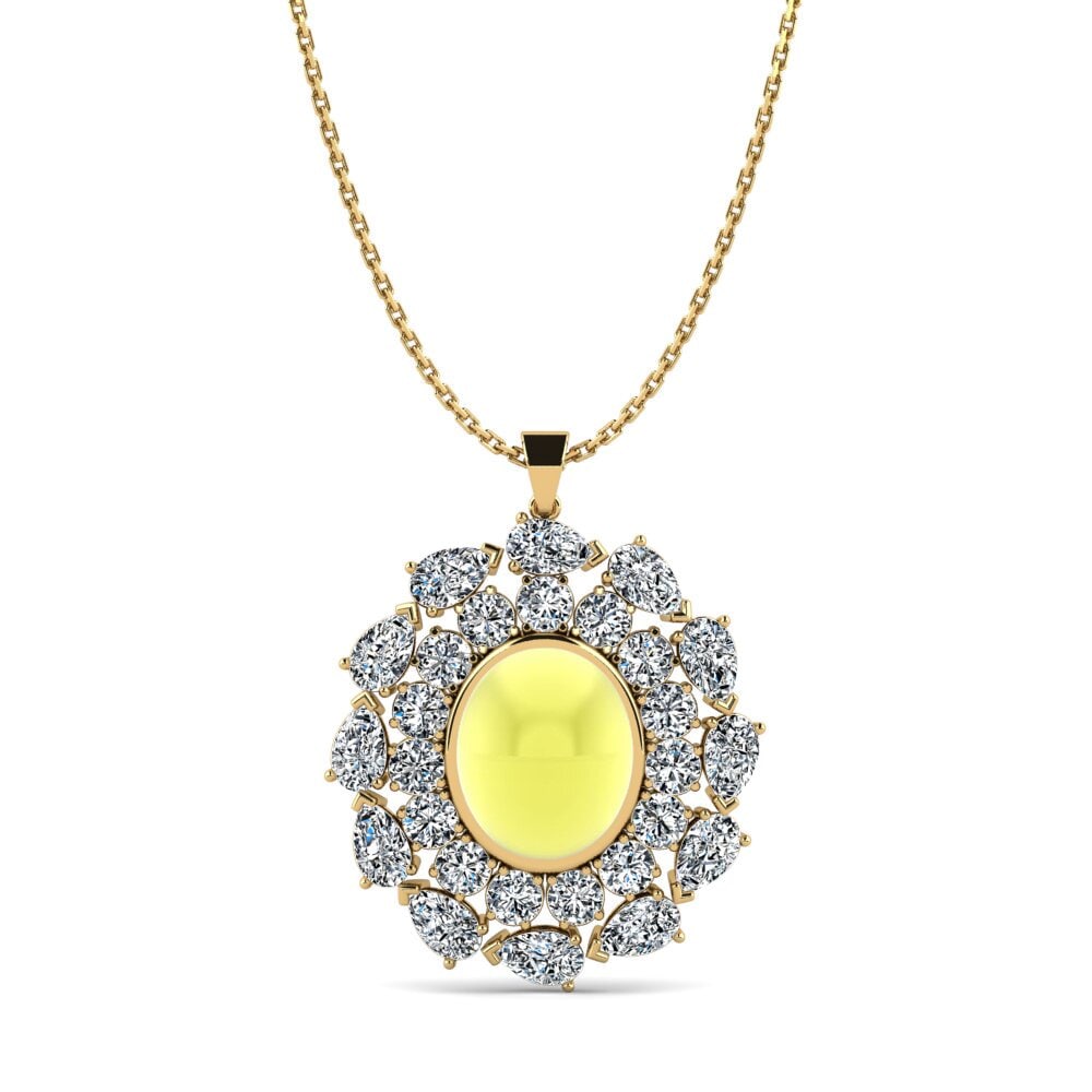 9k Oro Amarillo Topacio Limón Cabujón Colgante de Mujer Alboin