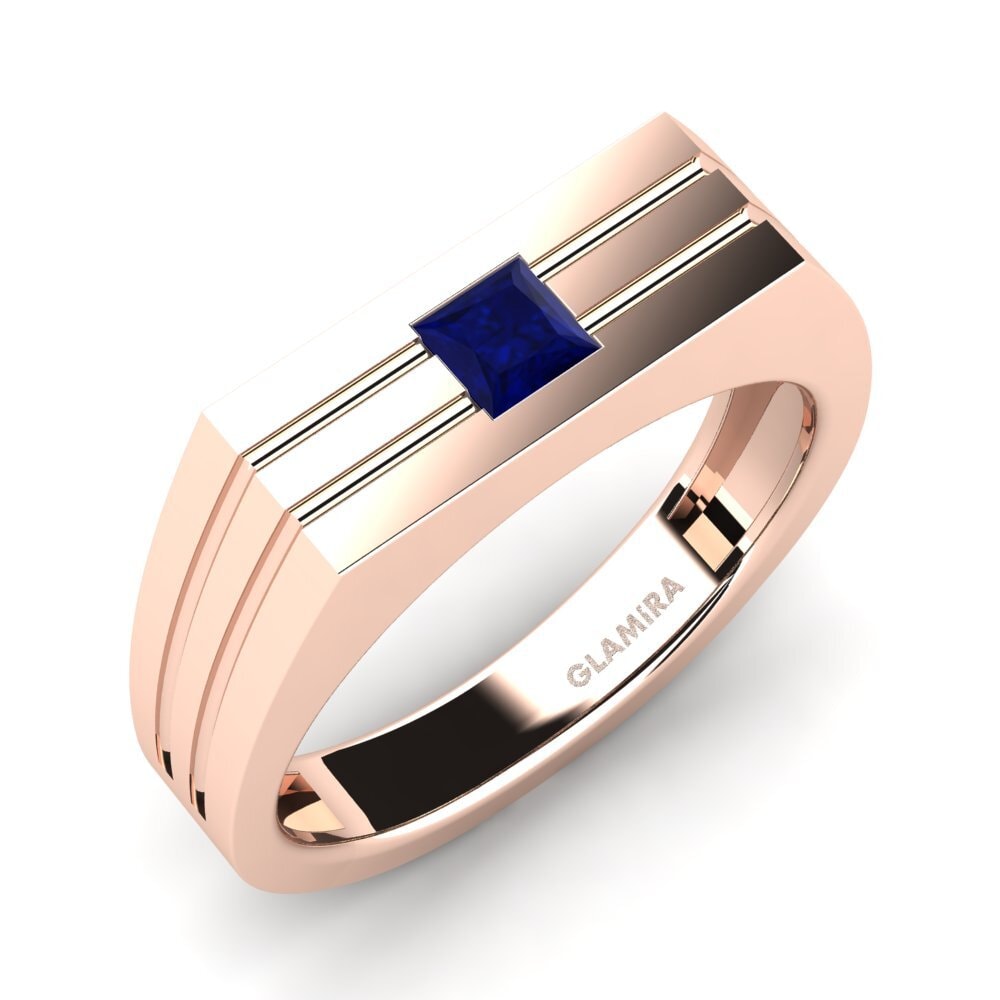 Oro Rosso 585 Zaffiro Anello da uomo Alecander