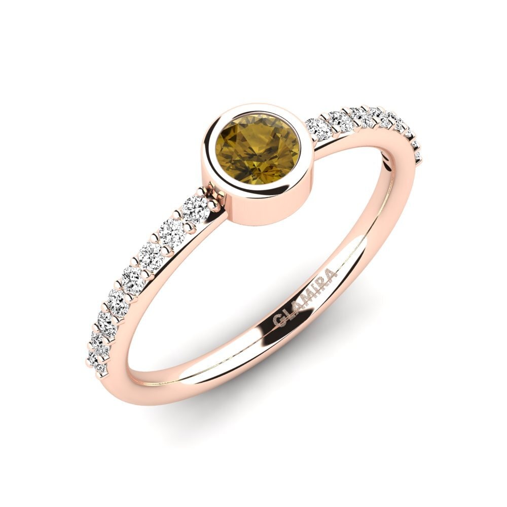 Rotgold 750 Brauner Zirkon Damenring Aleckon