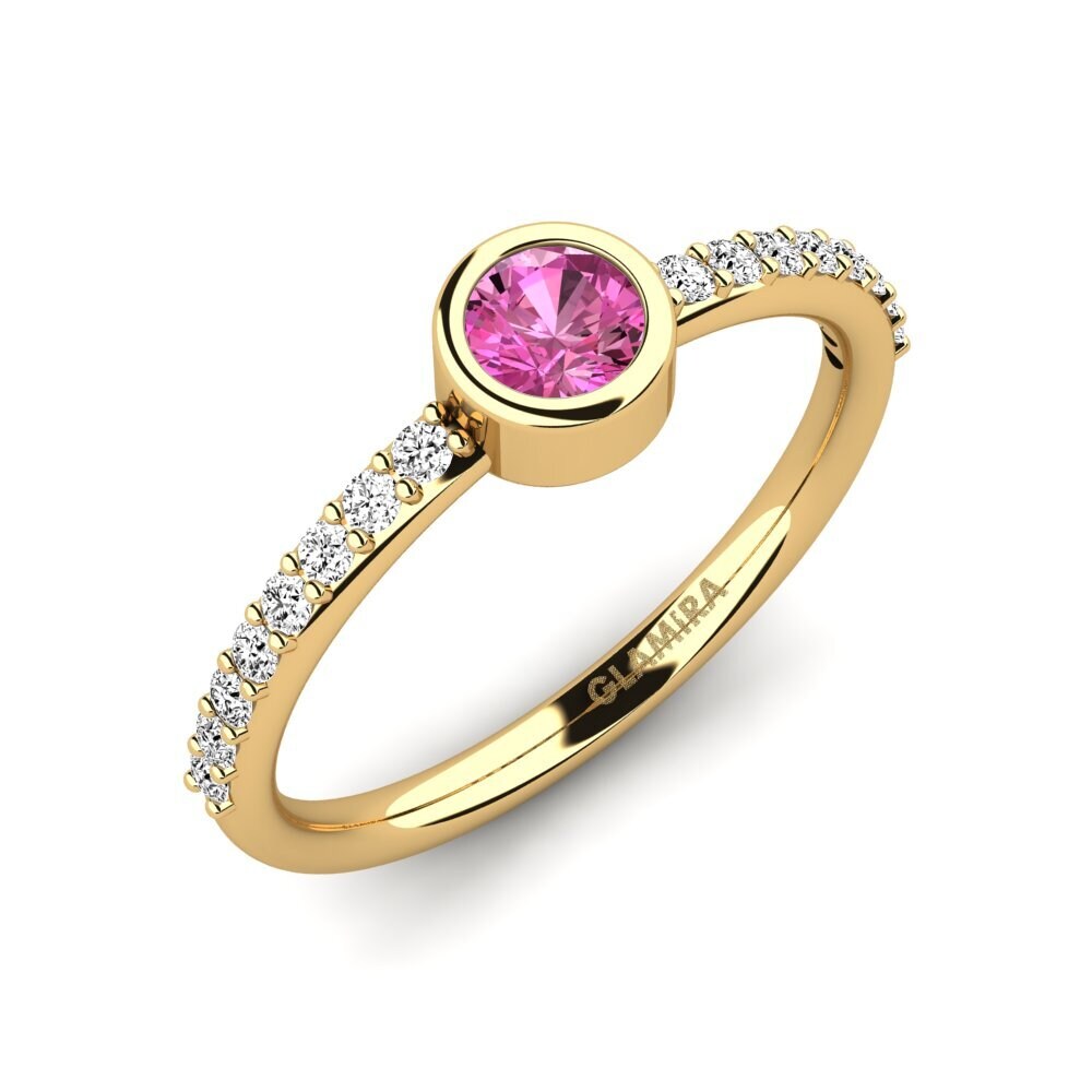 18k Oro Amarillo Topacio Rosa Anillo de Mujer Aleckon