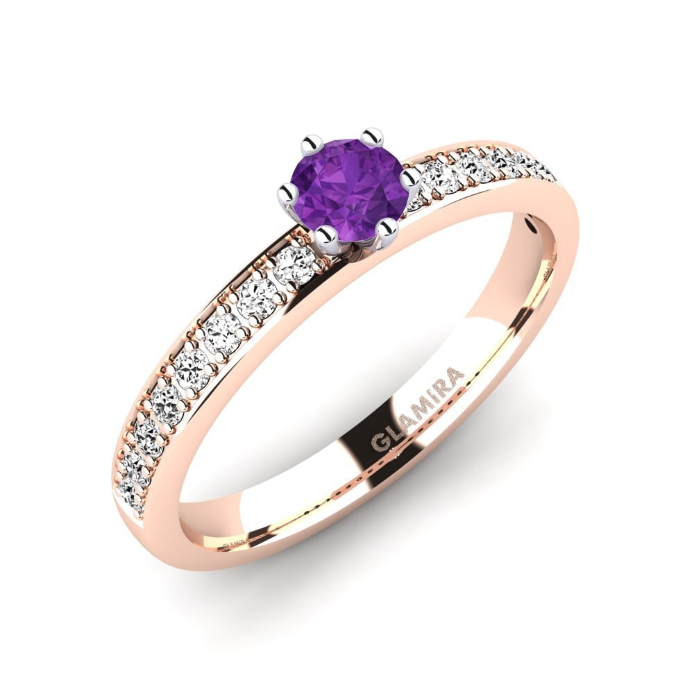 14ct Rose / White Gold Amethyst Engagement Ring Ageall