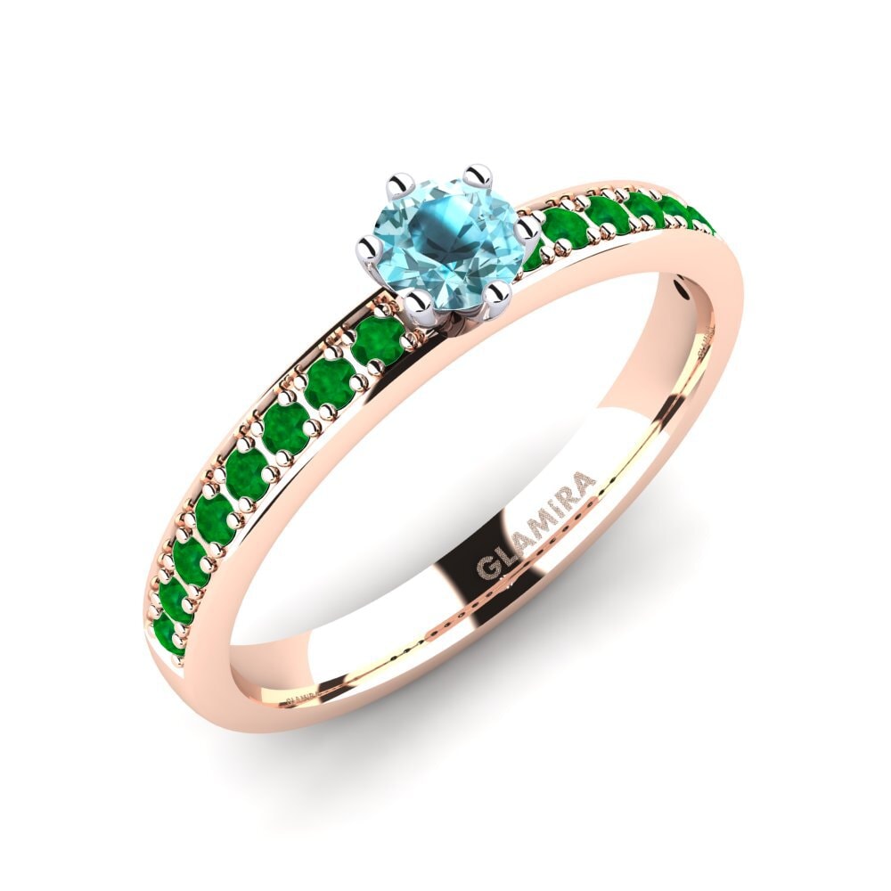14k Oro Rosa & Blanco Circón Azul Anillo de compromiso Ageall