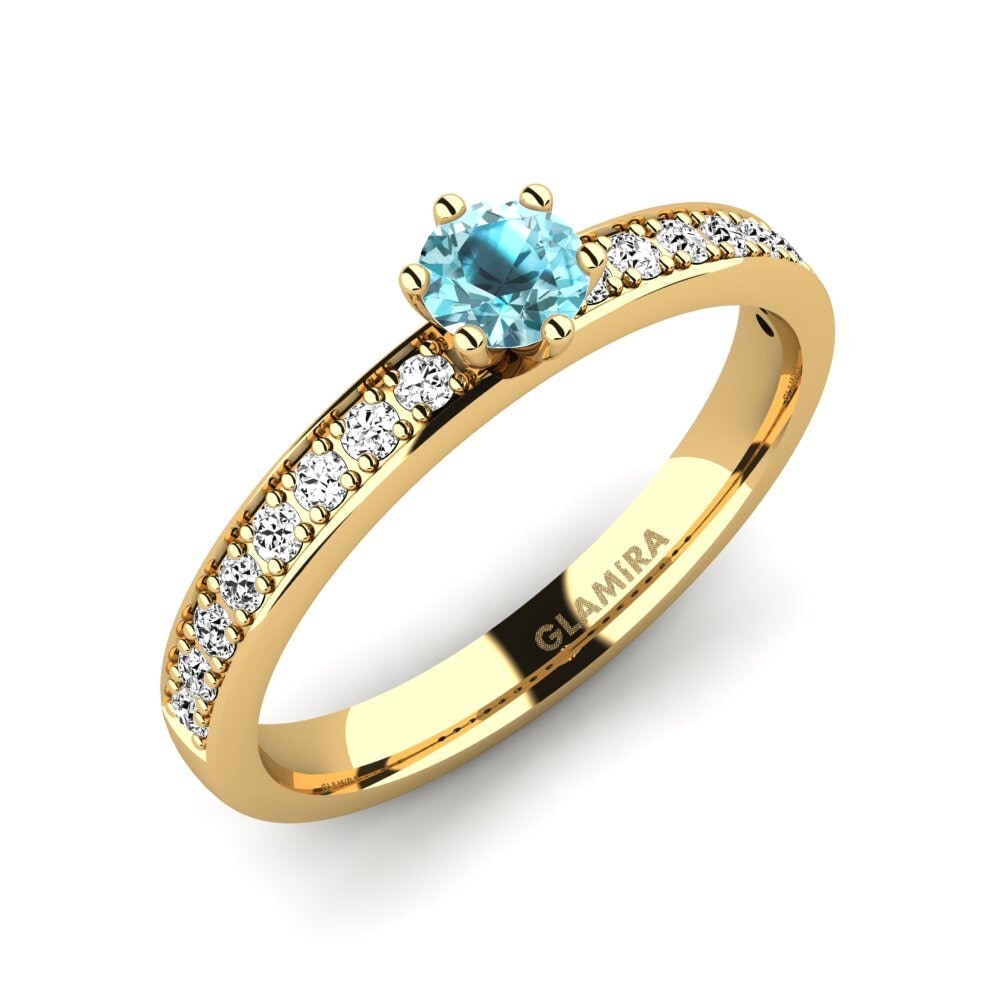 9ct Yellow Gold Blue Zircon Engagement Ring Ageall
