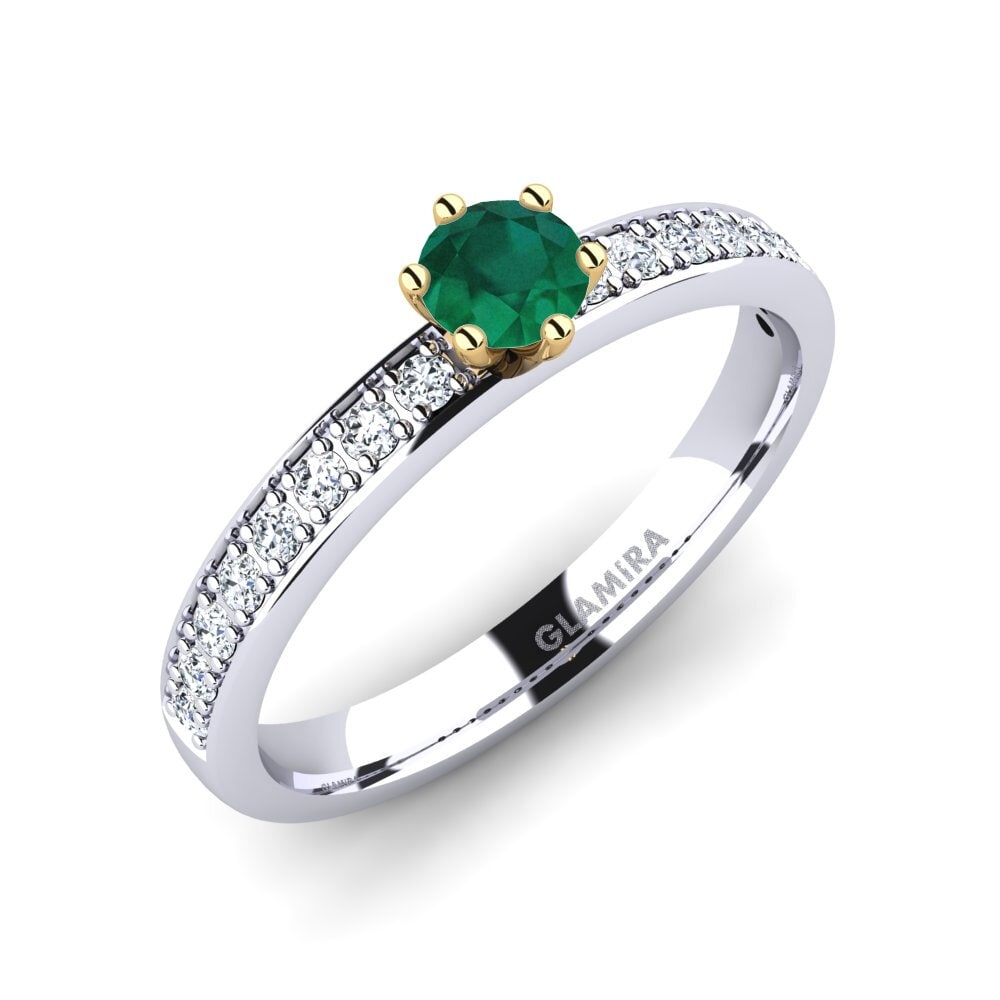 14ct White / Yellow Gold Emerald Engagement Ring Ageall