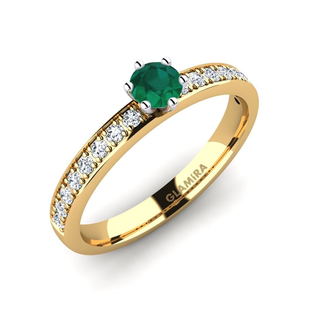 14ct Yellow / White Gold Emerald Engagement Ring Ageall