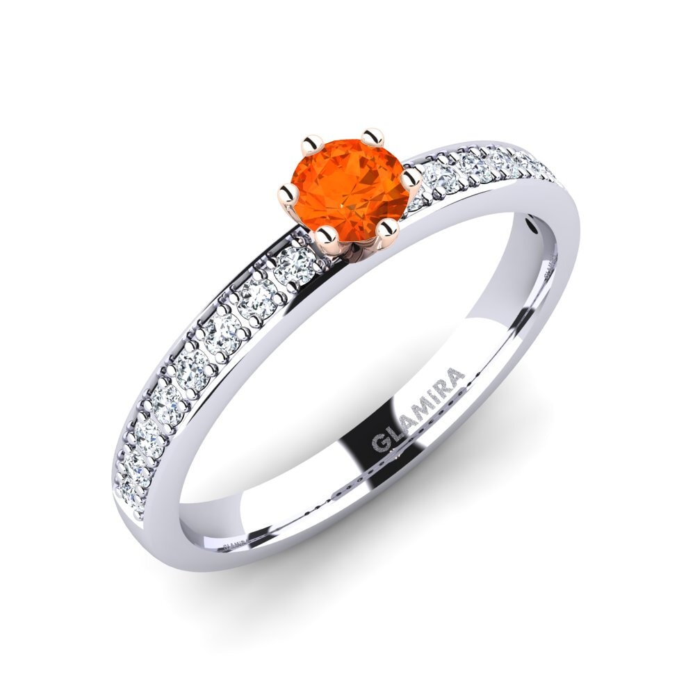 18ct White & Rose Gold Fire Opal Engagement Ring Ageall