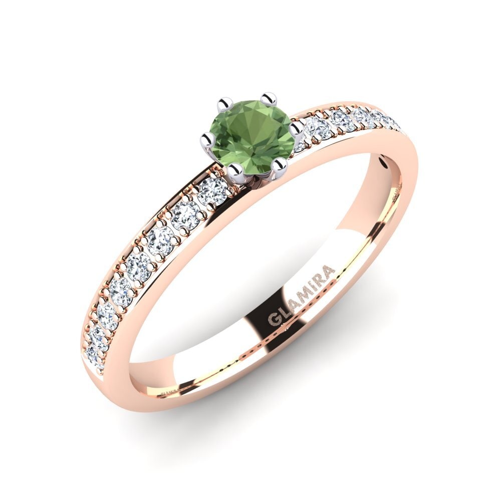 14ct Rose & White Gold Green Sapphire Engagement Ring Ageall