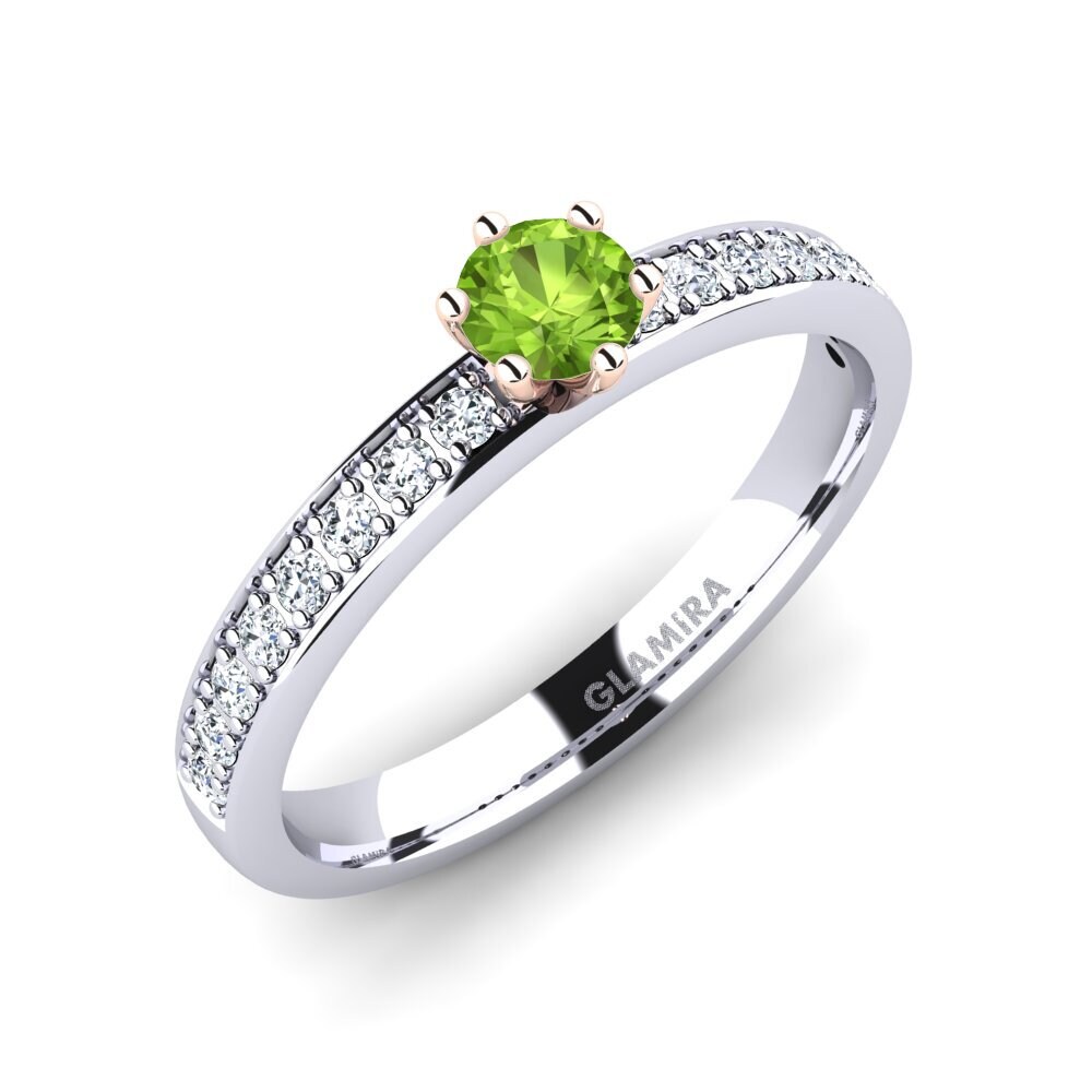 18ct White & Rose Gold Peridot Engagement Ring Ageall